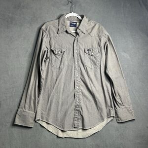 Wrangler‎ Men's Brush Popper Pearl Snap Shirt Size 16.5 35 Large USA Made-Read